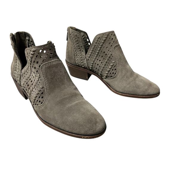 Vince Camuto Gray Suede Ankle Booties - Picture 1 of 7